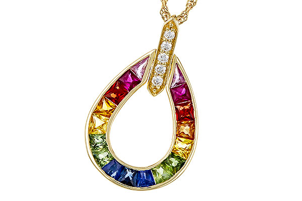 A293-57940: NECKLACE 1.10 MULTI-COLOR SAPPH 1.15 TGW