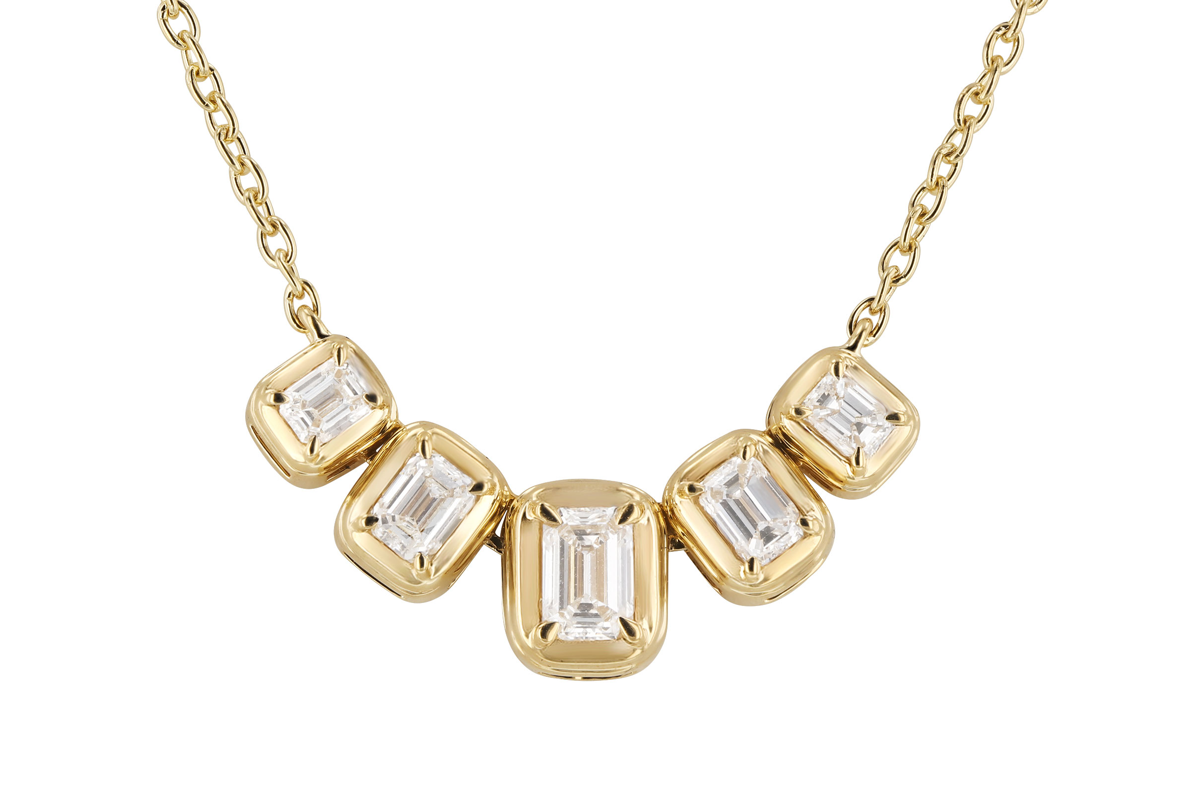 A294-48831: NECKLACE .87 TW EMERALD CUT DIA (18")