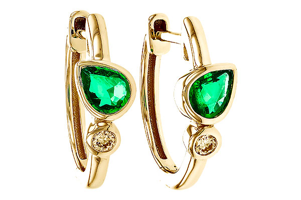 C293-59813: EARRINGS .38 TW EMERALD .44 TGW