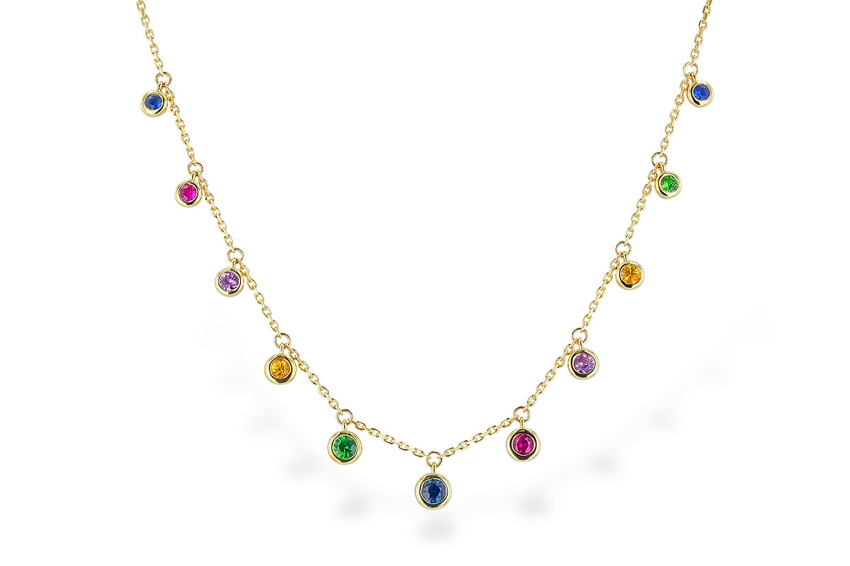 D292-70667: NECK .90 TW MULTI-COLOR SAPPH & GREEN GARNET (18")