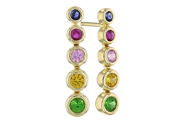 D292-72540: EARR .60 TW MULTI-COLOR SAPPH & GREEN GARNET