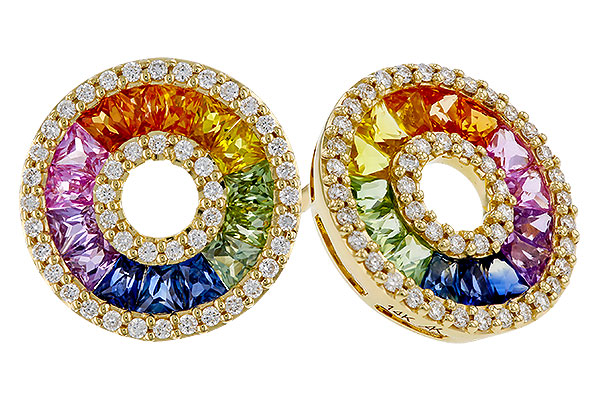 D293-57940: EARRINGS 2.10 MULTI-COLOR SAPP 2.37 TGW