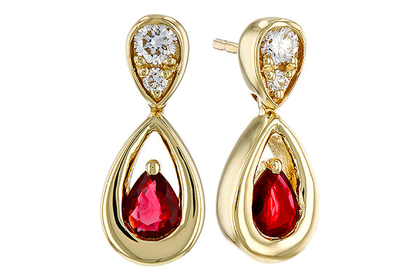 D293-57949: EARRINGS .40 RUBY .52 TGW (4x3 RUBY)