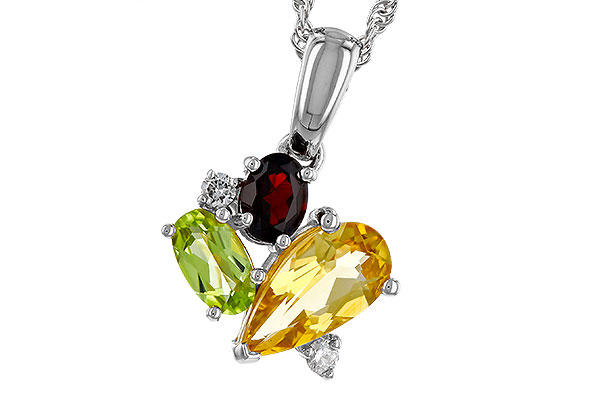 F293-57940: NECKLACE .79 SEMI PREC (CIT,PER,GAR) .82 TGW
