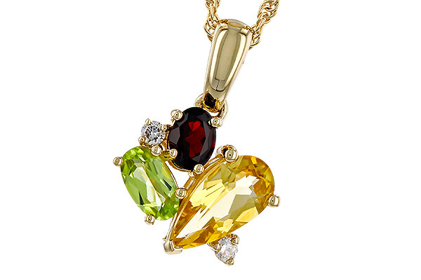 F293-57940: NECKLACE .79 SEMI PREC (CIT,PER,GAR) .82 TGW