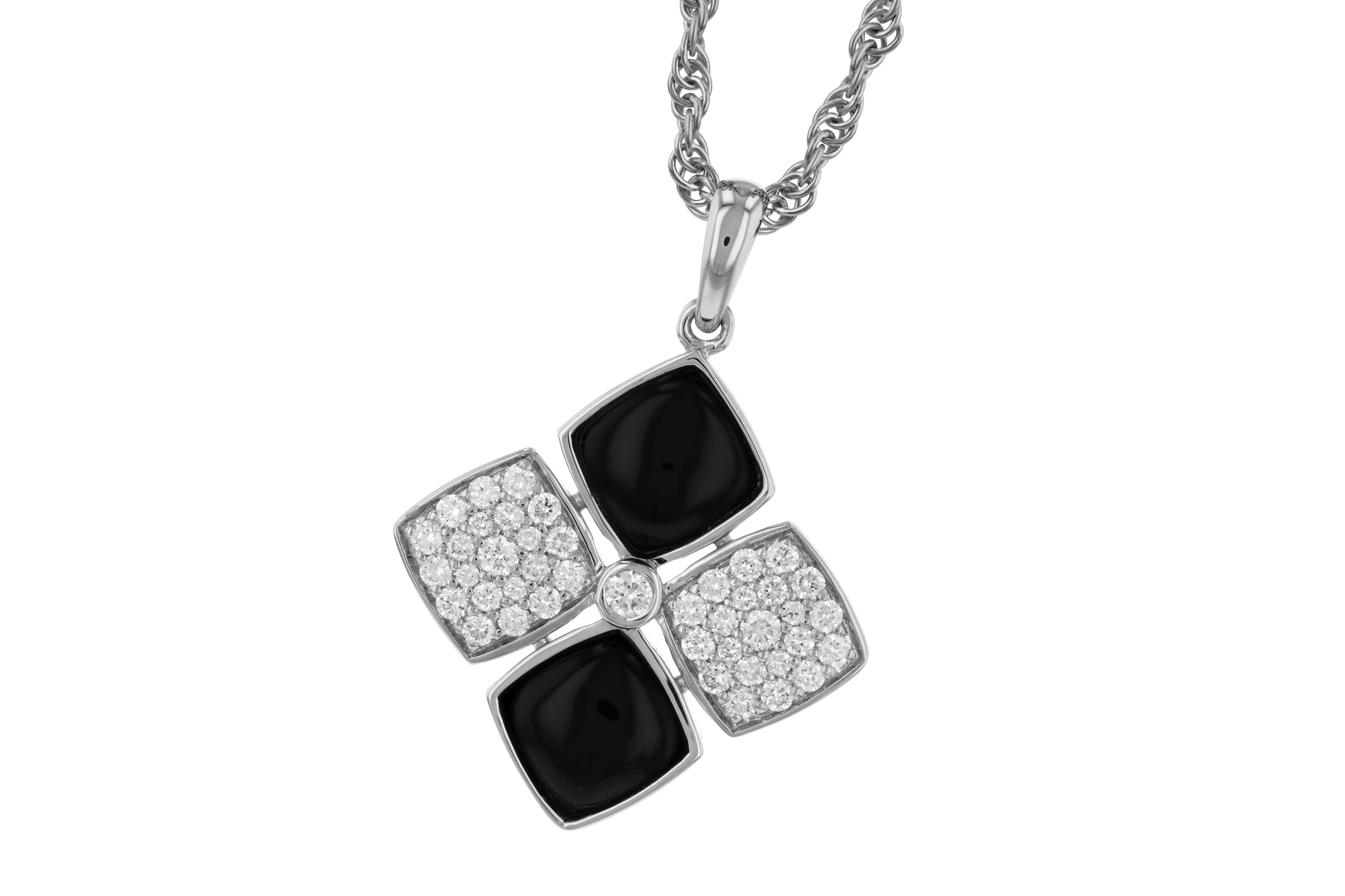 G294-47076: NECKLACE 1.23 TW ONYX 1.50 TGW