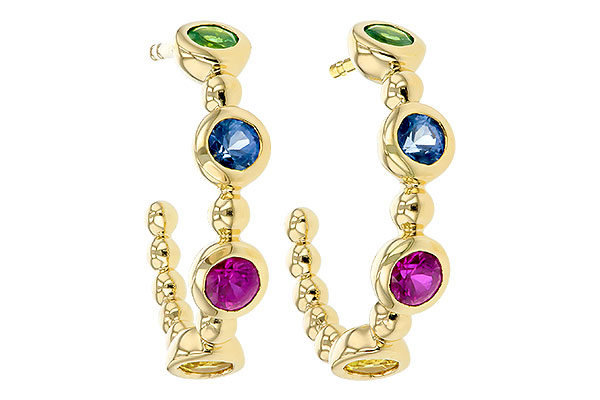 H294-46094: EARR .68 TW MULTI-COLOR SAPPH & GREEN GARNET