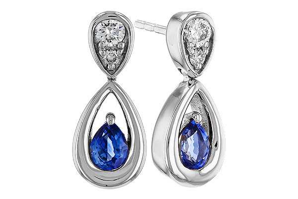 K293-57949: EARRINGS .42 SAPPHIRE .54 TGW (4x3 SAPP)