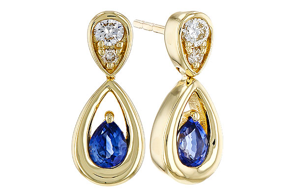 K293-57949: EARRINGS .42 SAPPHIRE .54 TGW (4x3 SAPP)