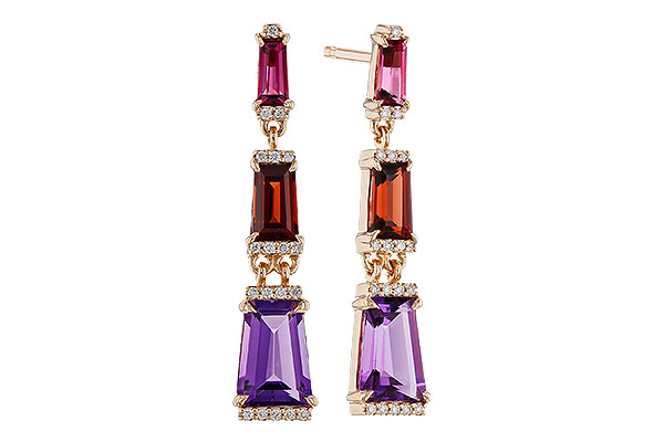 K293-58885: EARRINGS 1.98 SEMI-PREC (PT,GT,AMY) 2.05 TGW