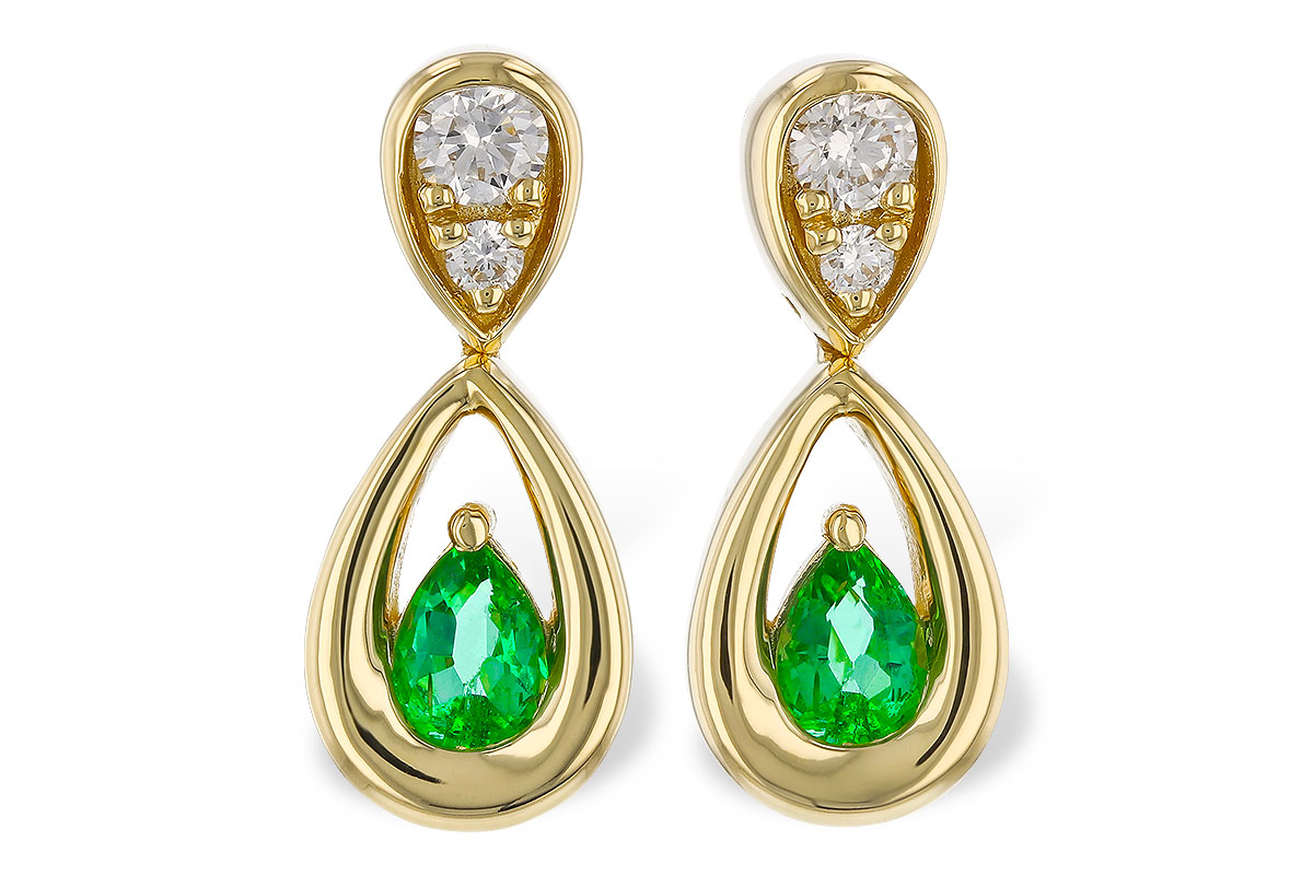 L293-58867: EARRINGS .20 EMERALD .32 TGW (4x3 EMER)