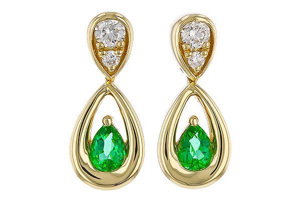 L293-58867: EARRINGS .20 EMERALD .32 TGW (4x3 EMER)